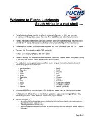 Welcome to Fuchs Lubricants South Africa in a nut-shell ….