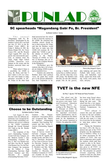 TVET is the new NFE - La Salle Green Hills