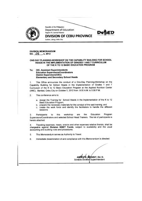 DIVISION or CEBU PRQV|NCE - DepEd Cebu Province