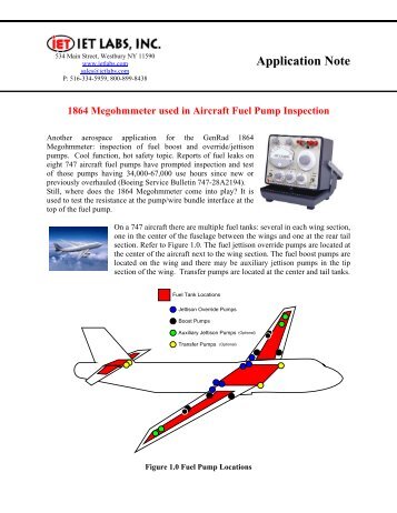 Using the 1864 Megohmmeter in Aircraft Fuel Pump - IET Labs, Inc.