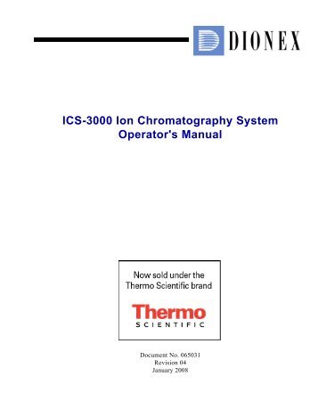 ICS-3000 Ion Chromatography System Operator's Manual - Dionex