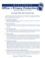 Office of Privacy Protection - Wisconsin Department of Agriculture ...