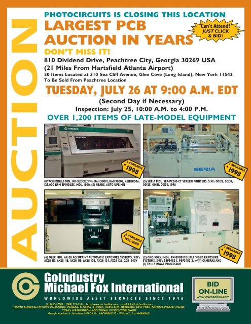 LARGEST PCB AUCTION IN YEARS