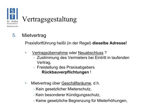 Praxisabgabe & Praxisübernahme Juristische Aspekte