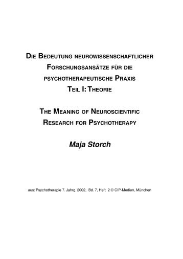 bedeutung neurowissenschaftlicher forschungsansätze - Maja Storch