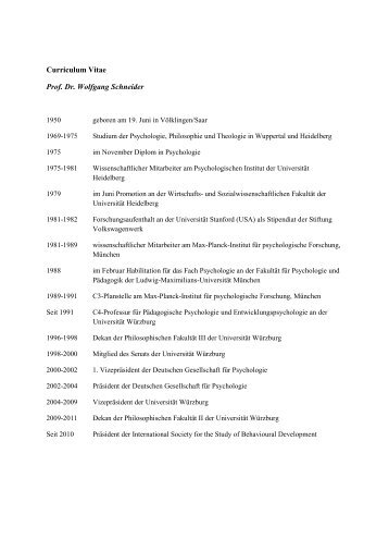 Curriculum Vitae & Publikationen - Universität Würzburg