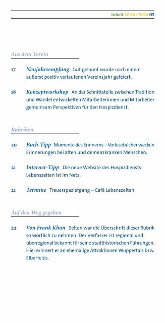 Lebenszeiten_2012_04 (PDF) - Hospiz Wuppertal Lebenszeiten eV