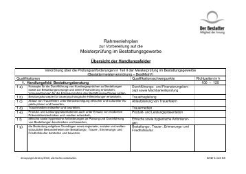 Rahmenlehrplan Meisterprüfung Bestatter - Tischler Schreiner ...