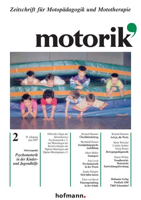 Zeitschrift Fur Motopadagogik Und Mototherapie Motorik De