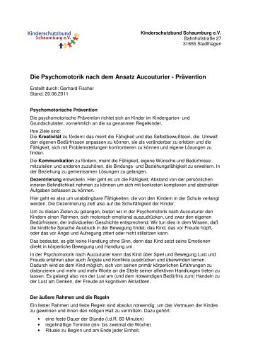 Die Psychomotorik nach dem Ansatz Aucouturier - Prävention