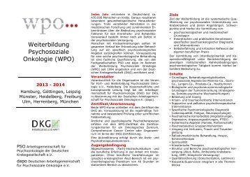 Weiterbildung Psychosoziale Onkologie (WPO)