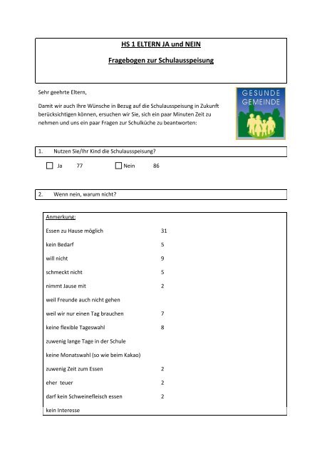 Fragebogen Schülerausspeisung Eltern HS 1 - 2011 (78 KB - Sierning