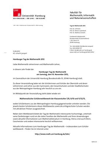 Einladungs-Brief (PDF) - Fachbereich Mathematik - Universität ...