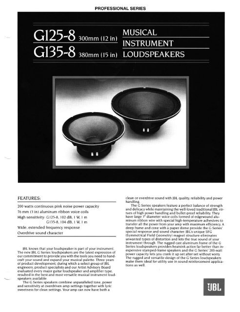G125-8 and G135-8 - JBL Professional