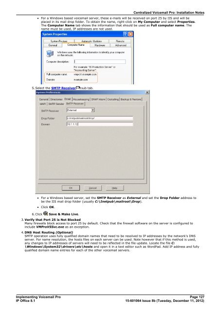 Voicemail Pro installation - IP Office Info