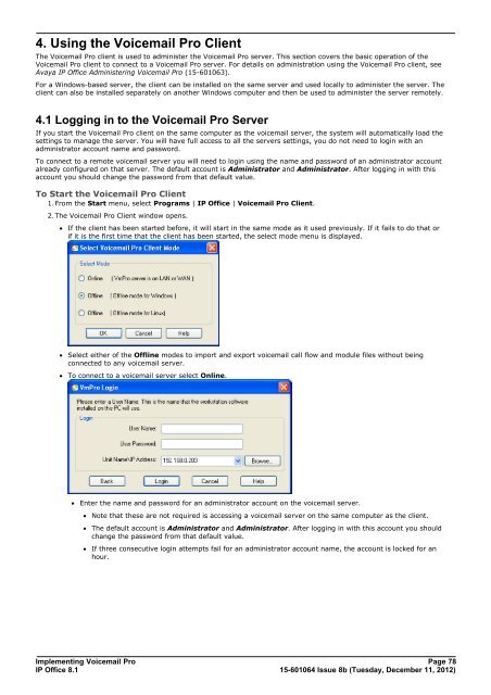 Voicemail Pro installation - IP Office Info