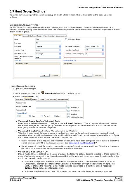 Voicemail Pro installation - IP Office Info