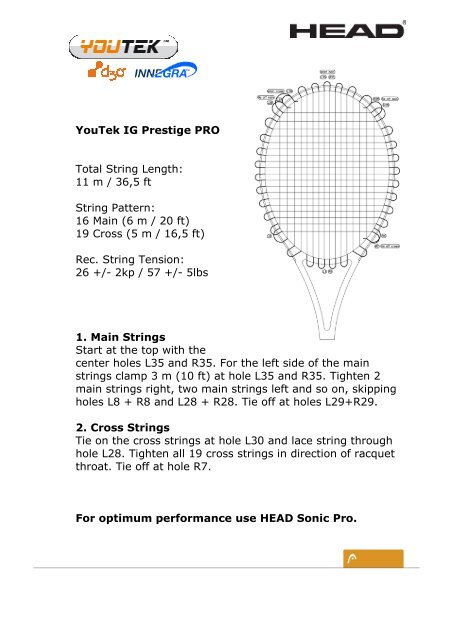 YouTek IG Prestige PRO Total String Length: 11 m / 36,5 ft - Head