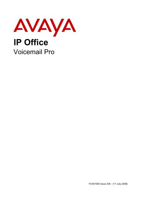 Voicemail Pro Installation - Avaya Support