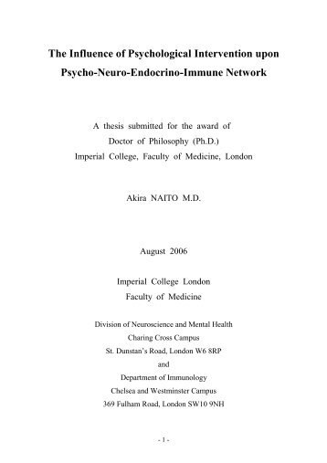 The Influence of Psychological Intervention upon Psycho-Neuro ...