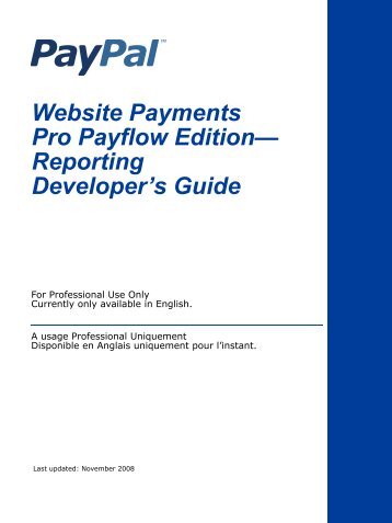 Website Payments Pro Payflow Edition—Reporting ... - PayPal