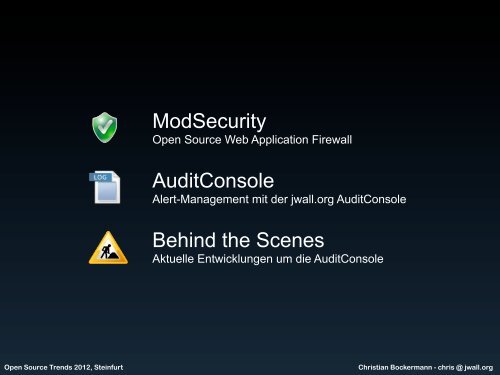 ModSecurity Alert Management - OpenSource Training