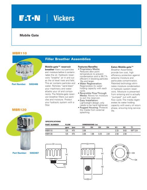 Mobile Gate Filler Breather Assemblies - Eaton Corporation