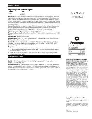 Sequencing Grade Modified Trypsin Promega Product Information ...