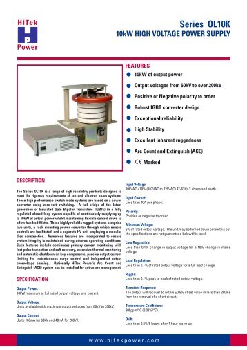 Series OL10K High Voltage Power Supply Technical ... - HiTek Power