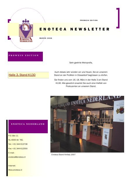 Newsletter ProWein Enoteca Nederland
