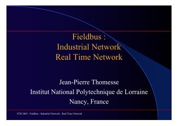 Fieldbus : Industrial Network Real Time Network