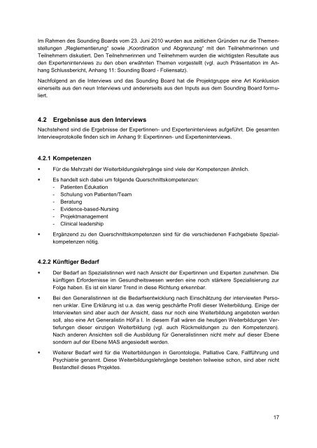 Schlussbericht - Schweizer Berufsverband der Pflegefachfrauen