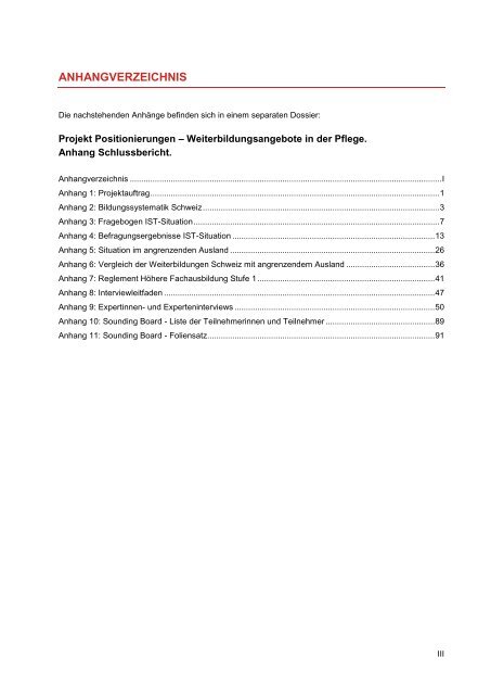 Schlussbericht - Schweizer Berufsverband der Pflegefachfrauen