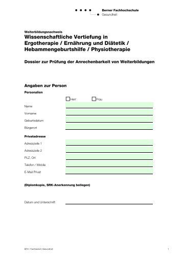 Formular (PDF) - Gesundheit - Berner Fachhochschule