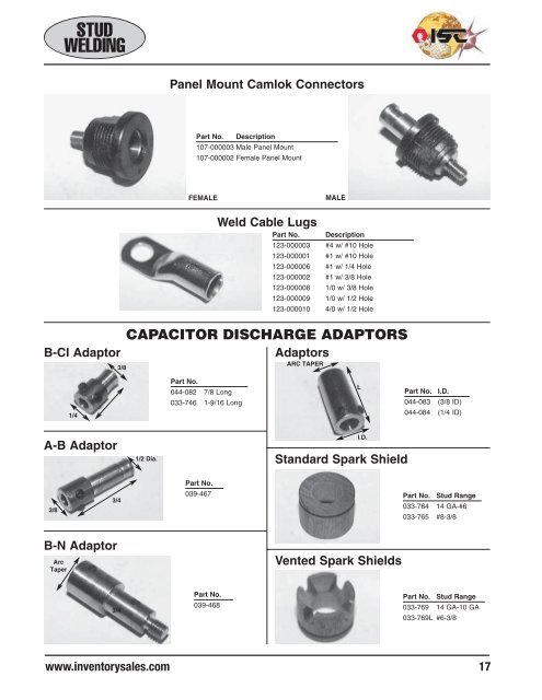 Stud Welding Catalog - Inventory Sales Company