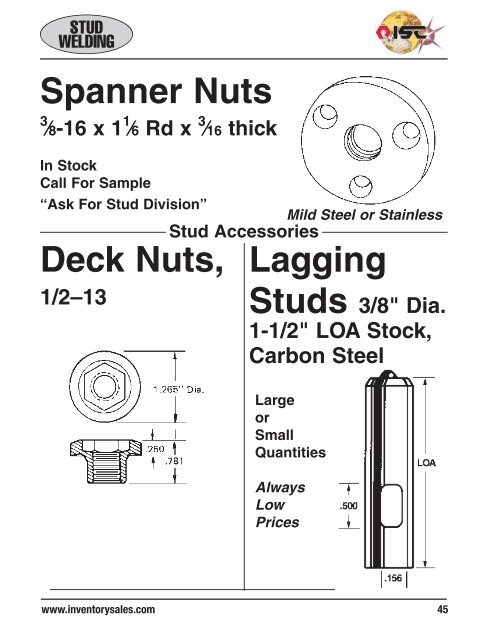 Stud Welding Catalog - Inventory Sales Company