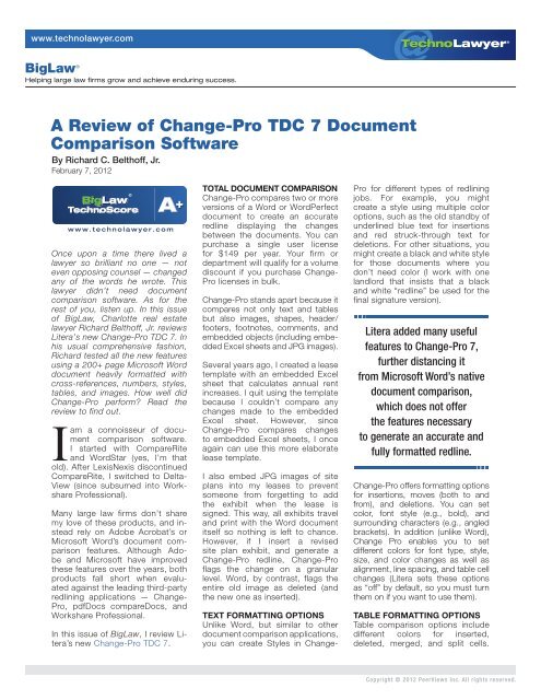 A Review of Change-Pro TDC 7 Document Comparison ... - Litera
