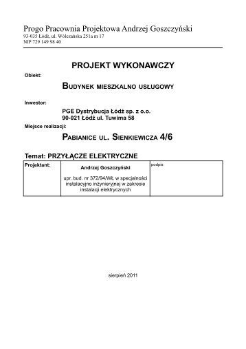 Progo Pracownia Projektowa Andrzej Goszczyński PROJEKT ...