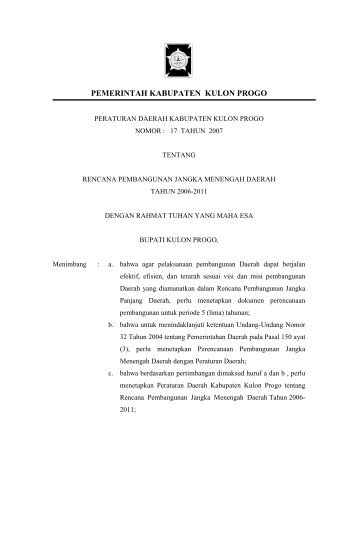 PEMERINTAH KABUPATEN KULON PROGO - Biro Hukum