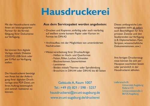 Werbung Hausdruckerei.cdr - Universität Augsburg