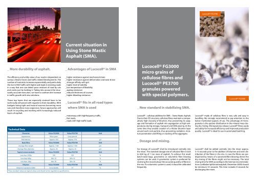 Lucocell® _ The Stabilizer for Stone Mastic Asphalt Locations.