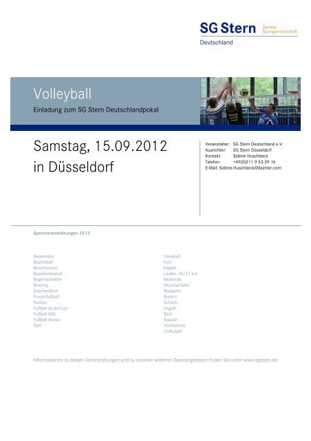 Ausschreibung Volleyball 2012 - SG Stern Deutschland