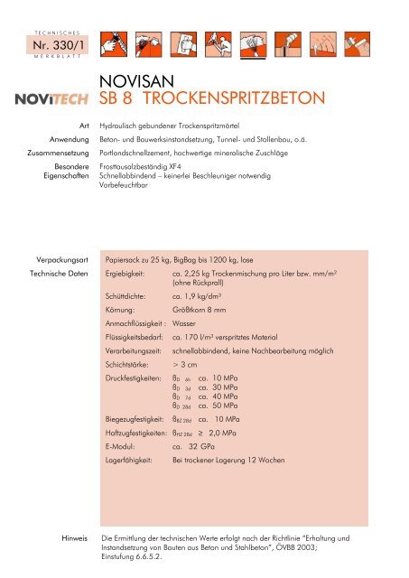 NOVISAN SB 8 TROCKENSPRITZBETON - Schretter & CIE