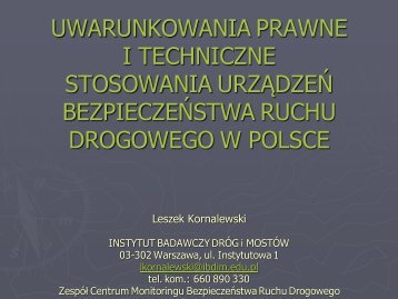 UWARUNKOWANIA PRAWNE I TECHNICZNE STOSOWANIA ...