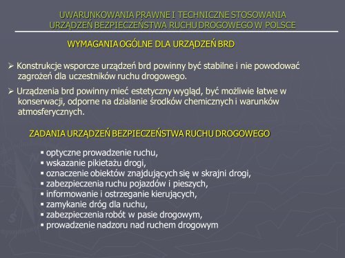 UWARUNKOWANIA PRAWNE I TECHNICZNE STOSOWANIA ...