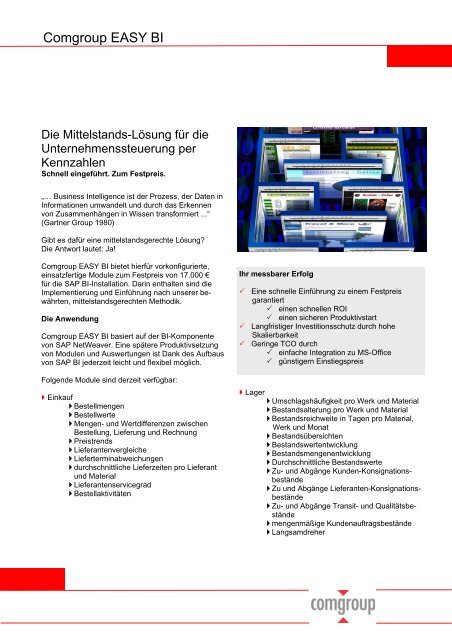 Comgroup EASY BI - Wirtschaftsinformatik HTW Berlin