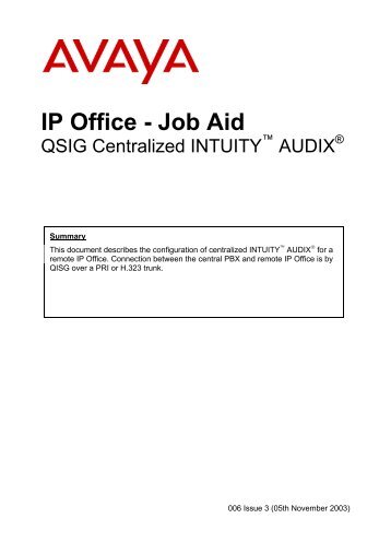 IP Office: Centralised Voicemail Pro - Avaya Support