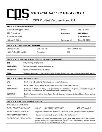 O:\Office\Wpwin\MSDS\46 Master\CPS Pro Set Vacuum Pump ... - Dahl