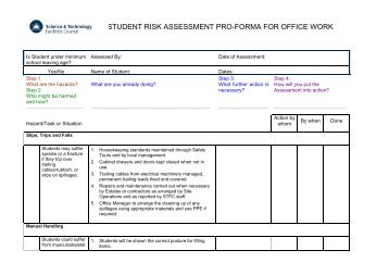 student risk assessment pro-forma for office work - STFC