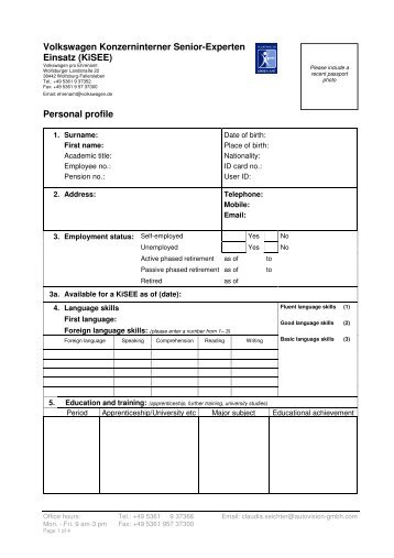 2012-01-19 Persönliches Profil ENG - Volkswagen Personal